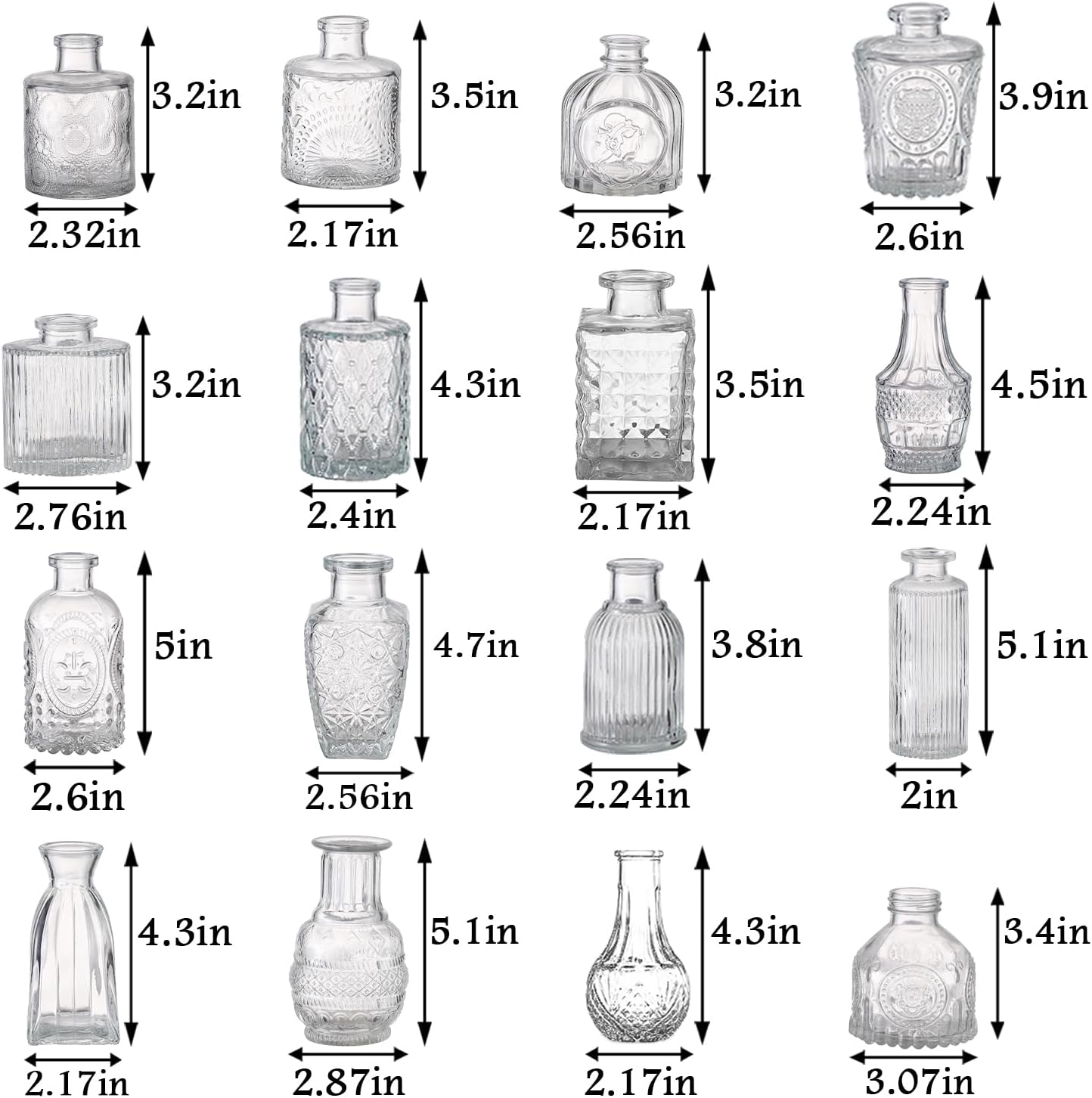 Bud Vases in Bulk 64, Glass Vases for Centerpieces, Small Vases for Flowers, Small Flower Vase for Centerpieces, Mini Vintage Vase, Clear Bud Vases for Wedding Table Decor