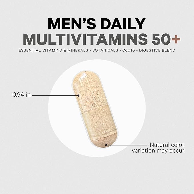 Codeage Men's Multivitamin 50+ Supplement - Essential Vitamins for Men Over 50 Years Old, Minerals, CoQ10, Turmeric, Saw Palmetto, Maca, Panax Ginseng, Probiotics & Botanicals - Non-GMO - 90 Capsules