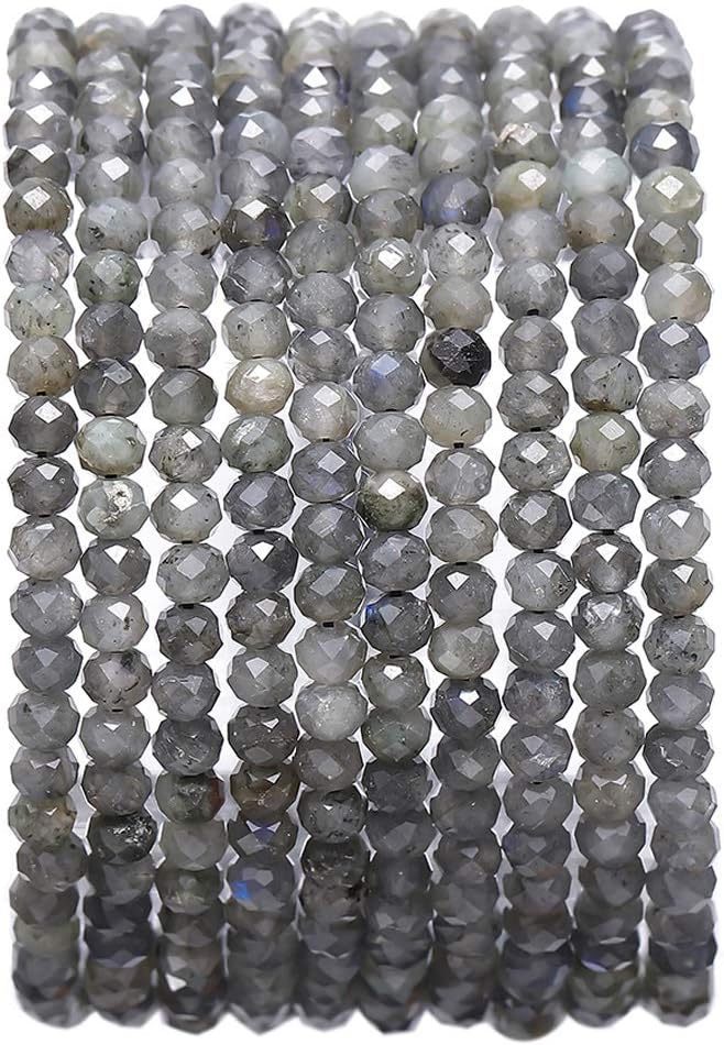 Faceted Natural Spectrolite Stone Rondelle 3x4mm Loose Semi Gemstone Beads for Jewelry Making 38cm