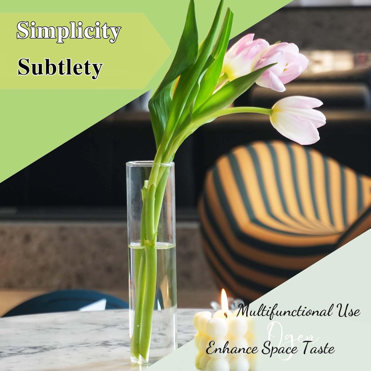 Glass Vase 18pcs Glass Cylinder Vases for Centerpieces Small Flower Clear Vases Home Decor Centerpiece Table Flower Vase Decorations for Office Beautification&Holiday 7.5 Inch Tall