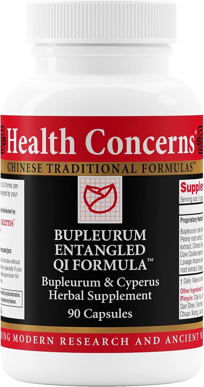 Health Concerns Bupleurum Entangled Qi Formula – Women's Hormonal Balance & Cyst Support Supplement – Traditional Chinese Herbal Formula – Blood Flow Liver Qi Cleanse – 90 Capsules