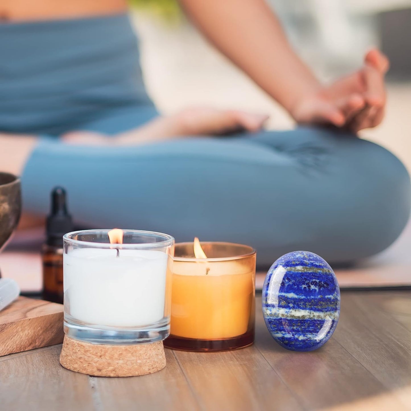 1.8 Inch Lapis Lazuli Thumb Worry Stones for Anxiety, Crystals and Healing Stones for Relief Meditation Yoga Spiritual Reiki Positvity, Palm Polished Stones Pocket Gemstone