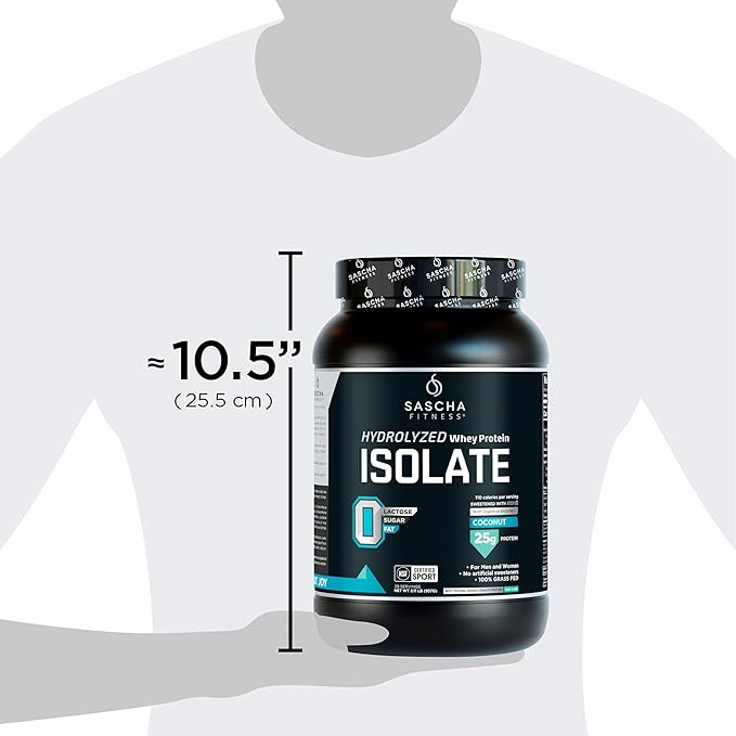 SASCHA FITNESS Hydrolyzed Whey Protein Isolate,100% Grass-Fed (2 Pounds, Coconut)