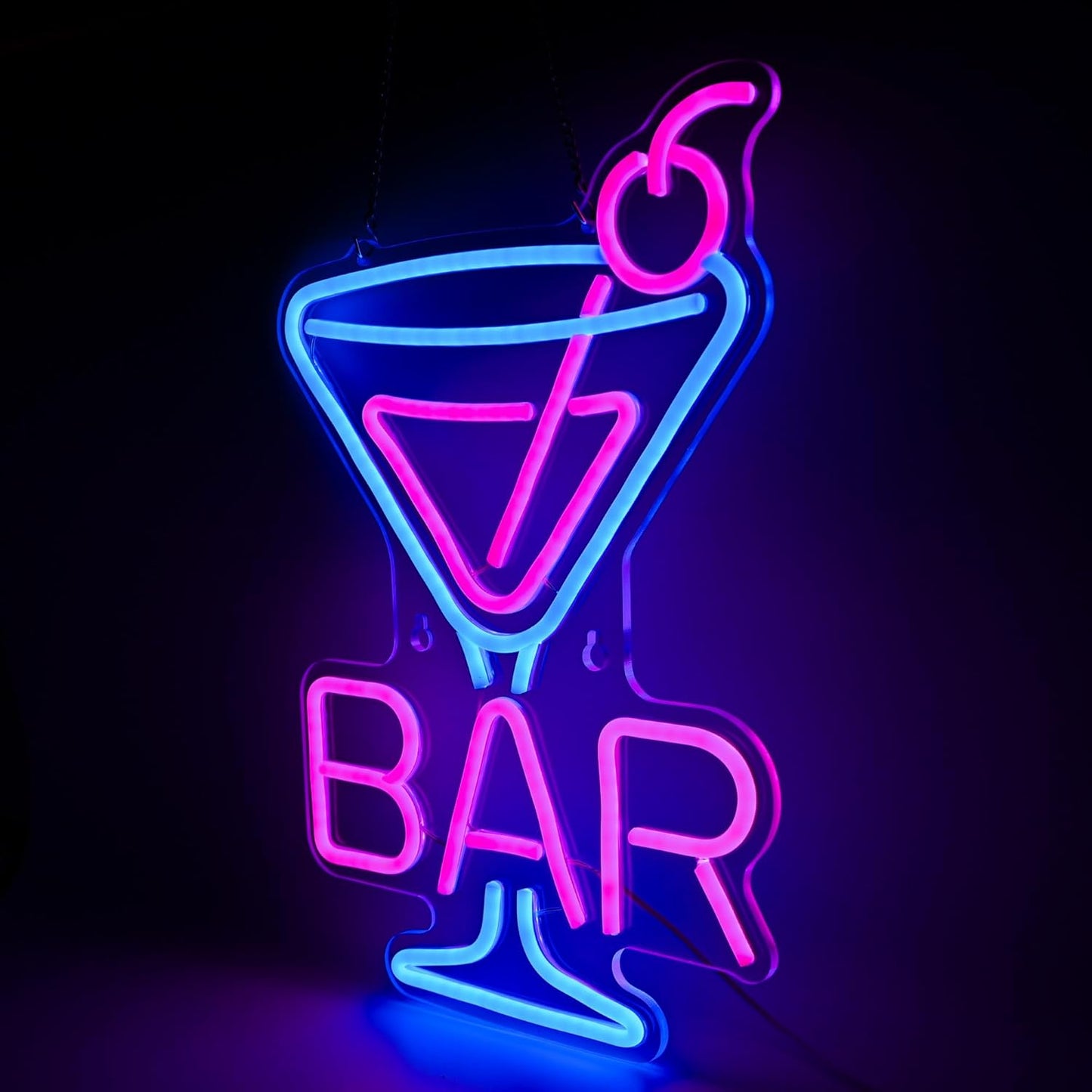 Cocktail Neon Sign - Martini Glass LED Bar Light, Retro Home Pub Wall Art, Dimmable Bar Decor, Gifts for Bartenders & Cocktail Lovers