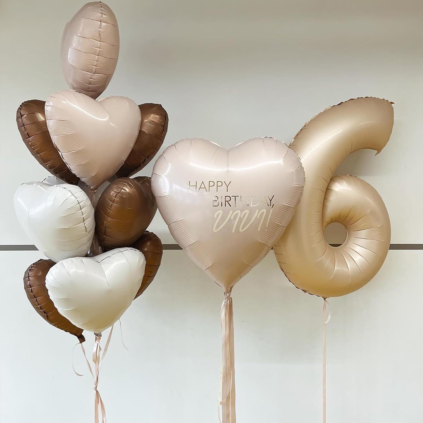 Sand White Brown Heart Balloons,10Pcs Apricot Beige Foil Heart Shaped Balloons,18Inch Boho Cream Nude Neutral Helium Balloon for Valentines,Engagement,Birthday,Baby Shower,Wedding Party Decorations