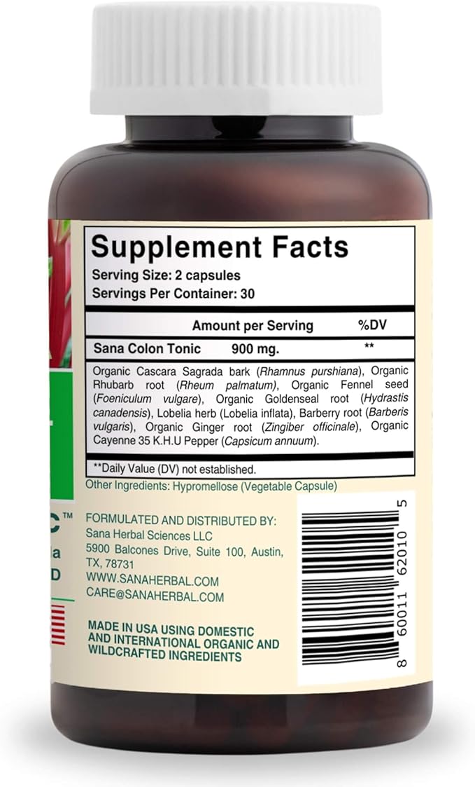 Natural Stool Softener - Safe for Daily Use, Postpartum, Pregnancy | Ultra Gut Daily Colon Cleanse, Constipation Relief for Adult and Senior Women & Men | 60 Herbal Laxative Pills | Sana Herbal