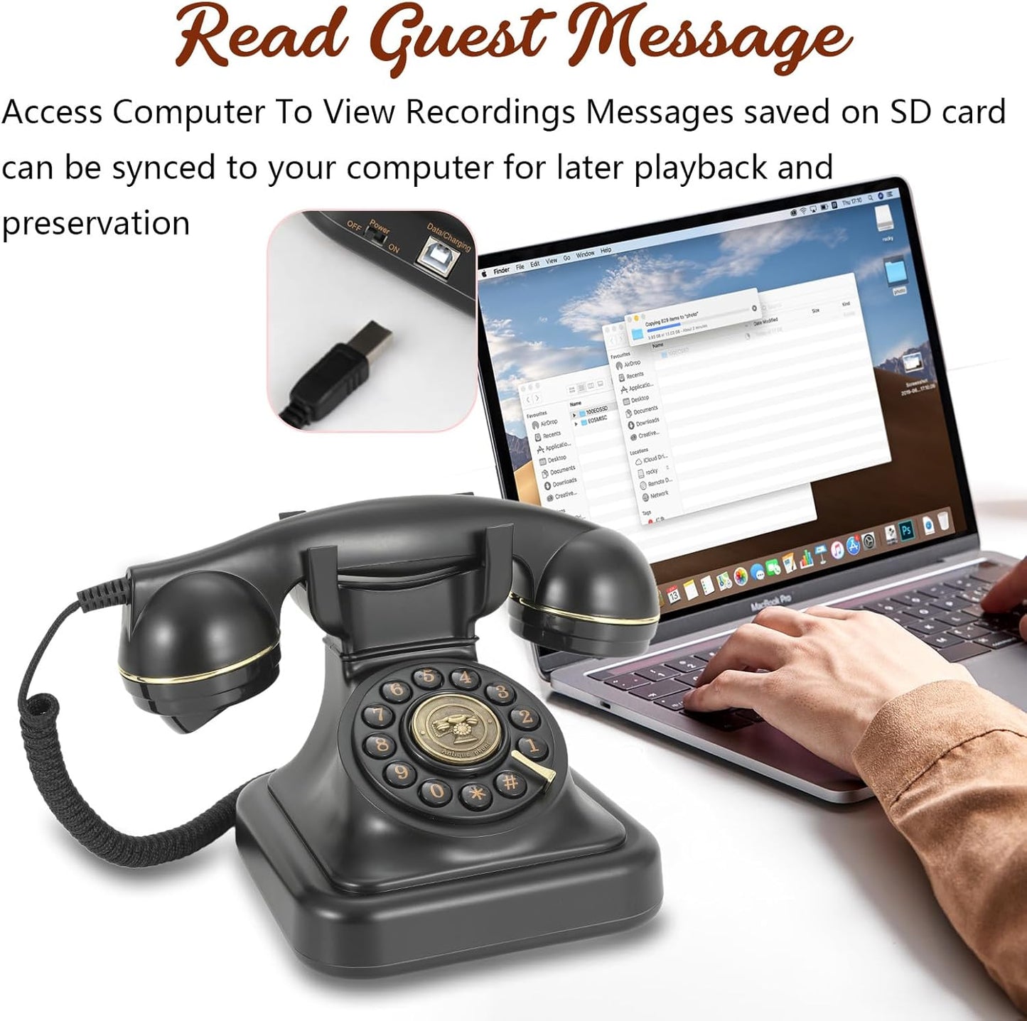 Audio Guest Book Wedding Phone, Retro Audio Phone Guestbook with Clear Voice Recording for Wedding Reception, Bridal Shower, Birthday, Baby Shower, Anniversary, Engagement