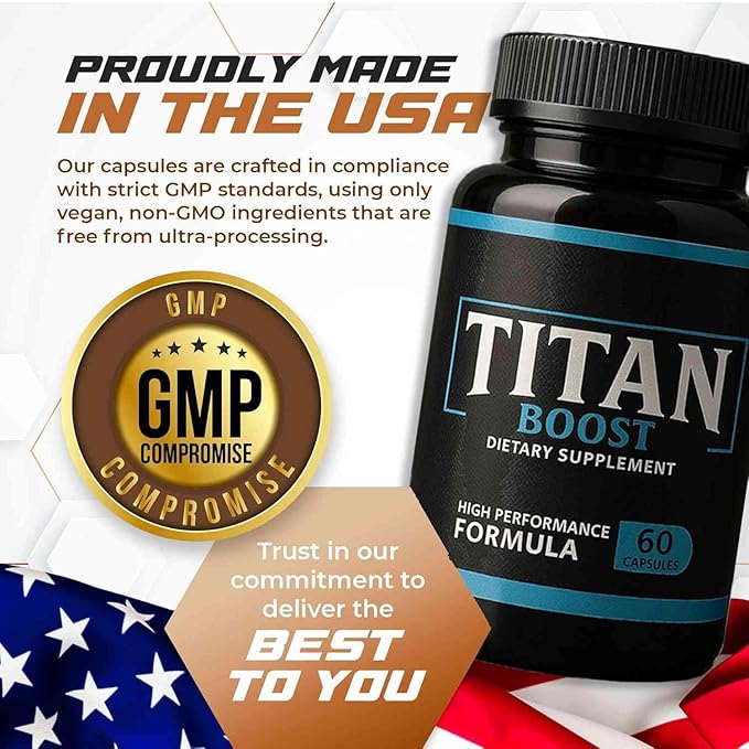 Titan Boost Strong – Titan Boost Testosterone Aid – Natural Energy and Strength Support for Men – 60ct