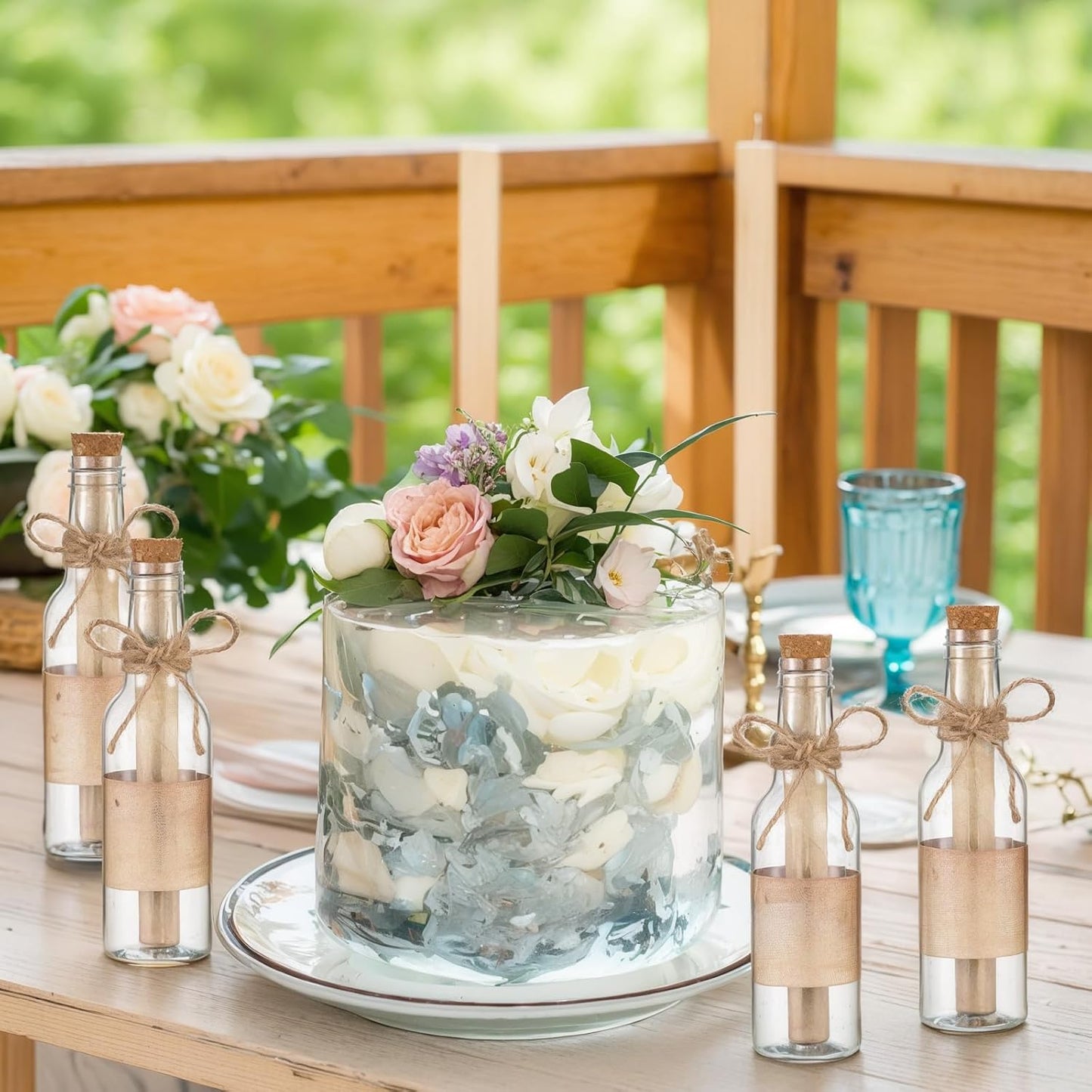 Baderke 24 Pcs 5.6 oz Message Bottles with Letter Printer Paper Plastic Bottles & Corks Twines for Message Invitations Birthday Wedding Baby Shower DIY Crafts Gift Party Favors (Vintage)