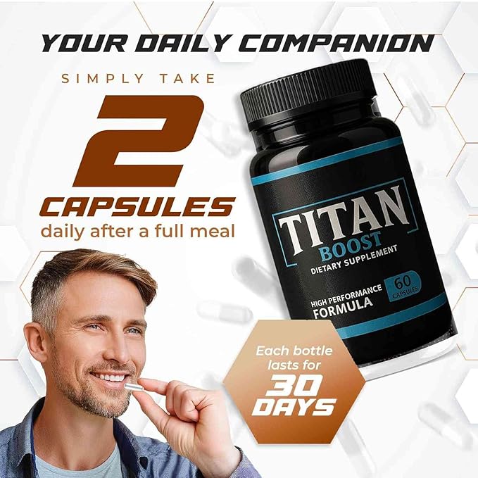 Titan Boost Strong – Titan Boost Testosterone Aid – Natural Energy and Strength Support for Men – 60ct