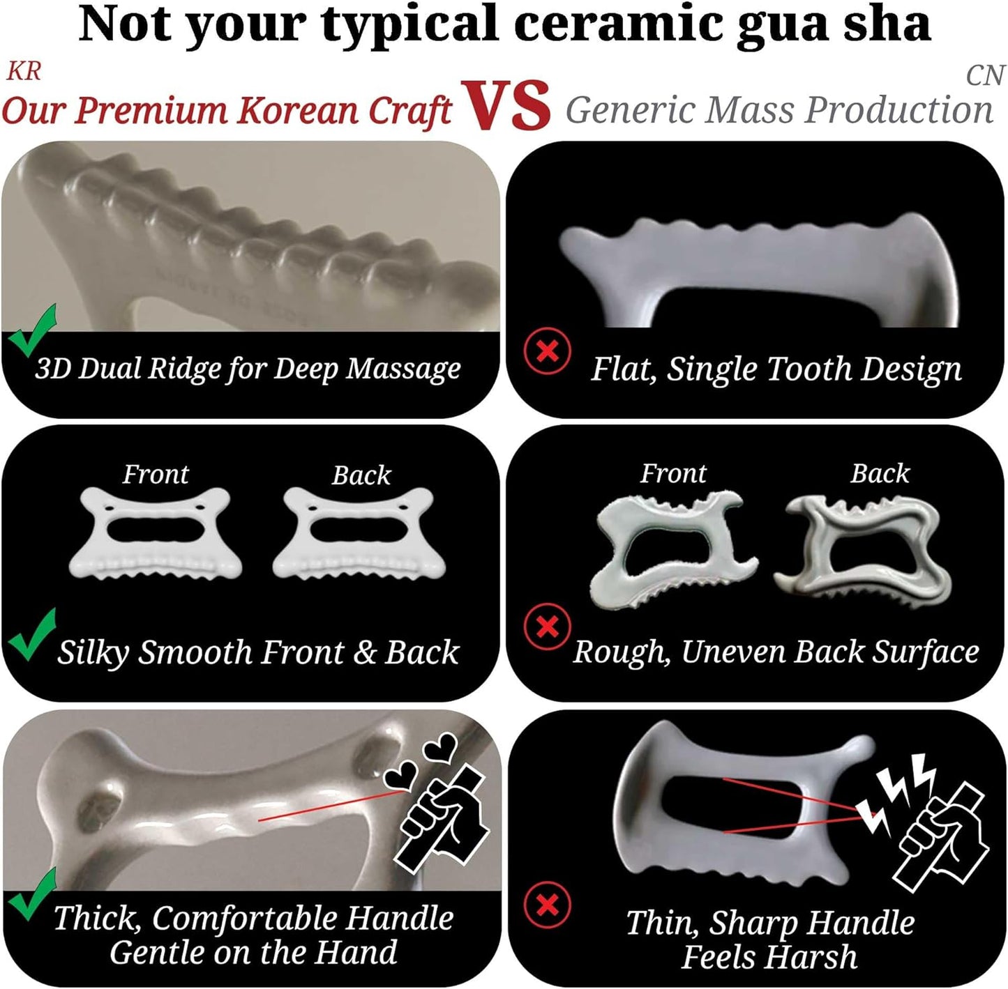 Ceramic Gua Sha, Face&Body Guasha, Korean Gausha, Face Lift, Muscle Relief Massage Board, Skin Care Gift for Men Women