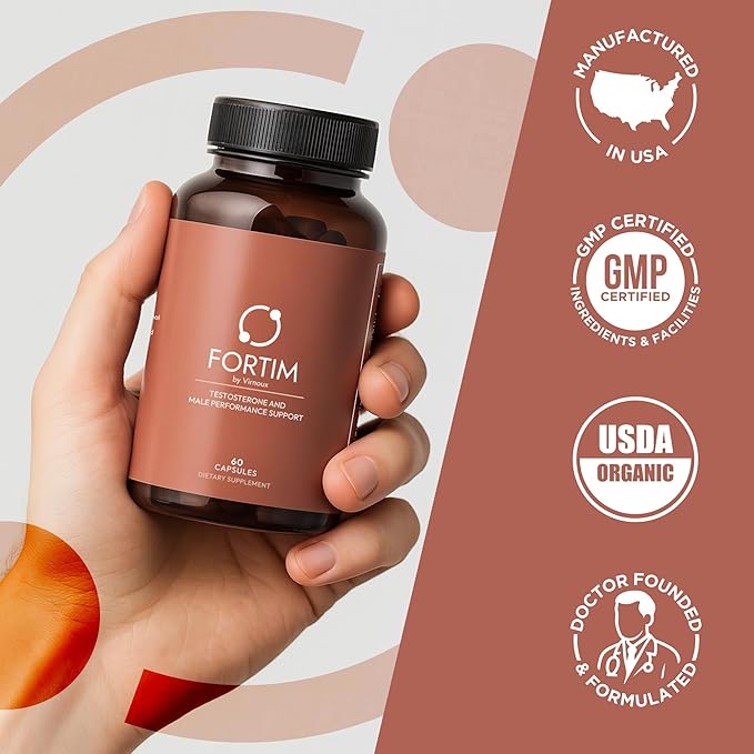 Fortim - Testosterone Support Supplement | Made by Doctors | for Vitality and Hormonal Health | with Fenugreek, L-Citrulline, Tongkat Ali | for Energy, Endurance, and Stamina | 60 Capsules