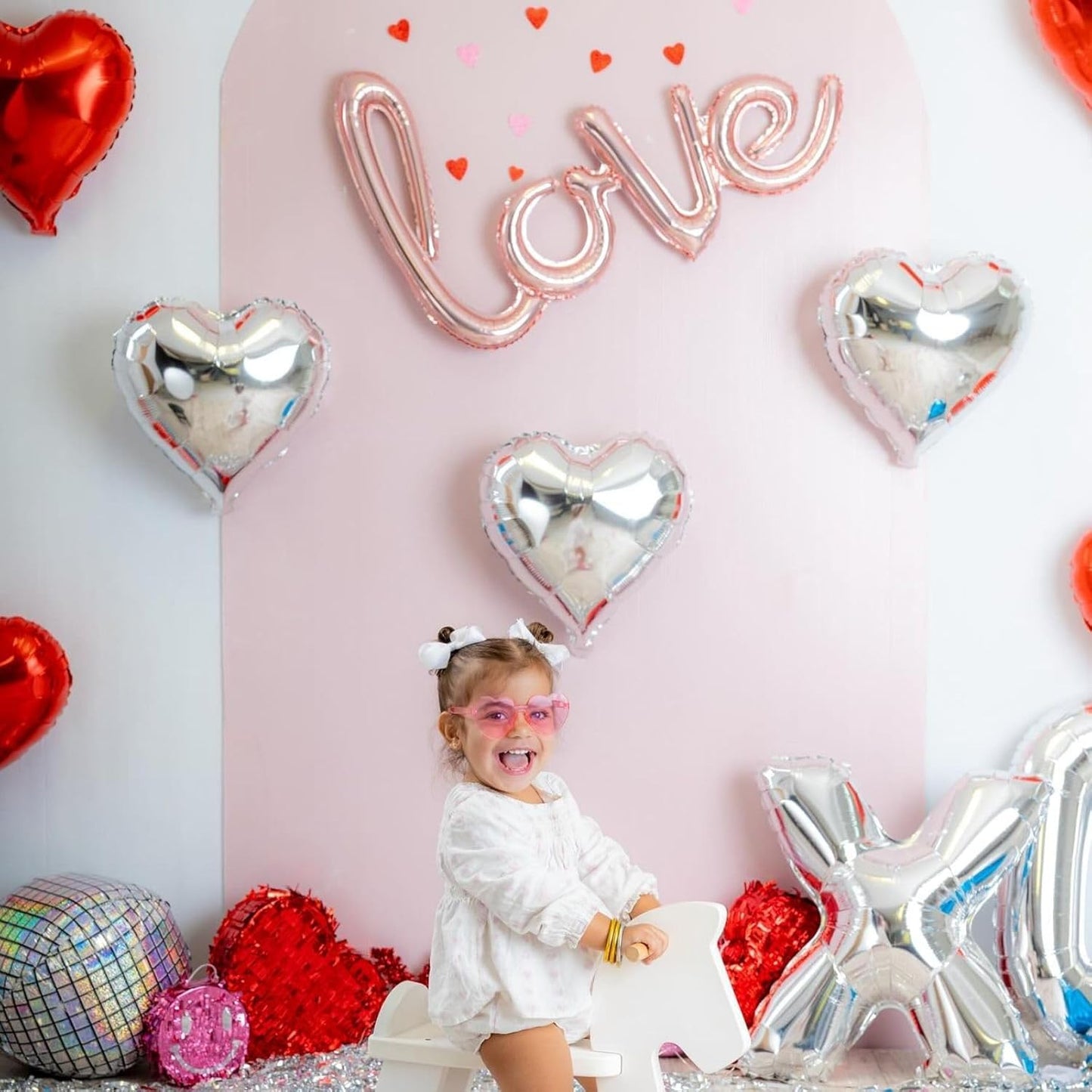 12 Pcs Heart Balloons, 18 inch Silver Heart Shaped Balloons, Big Foil Helium Balloon, Love Foil Balloon for Wedding Baby Shower Anniversary Backdrop Valentine Party Decorations