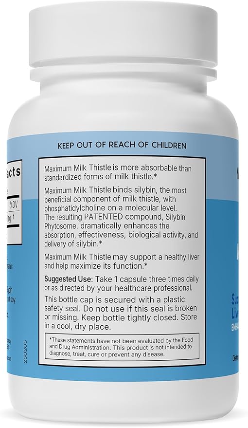 Natural Wellness Maximum Milk Thistle - 720mg Daily Dose (3x 240mg Capsules) - Potent Liver Detox & Repair Supplement, Non-GMO, Gluten-Free, Vegan - Advanced Fatty Liver & Enzyme Health