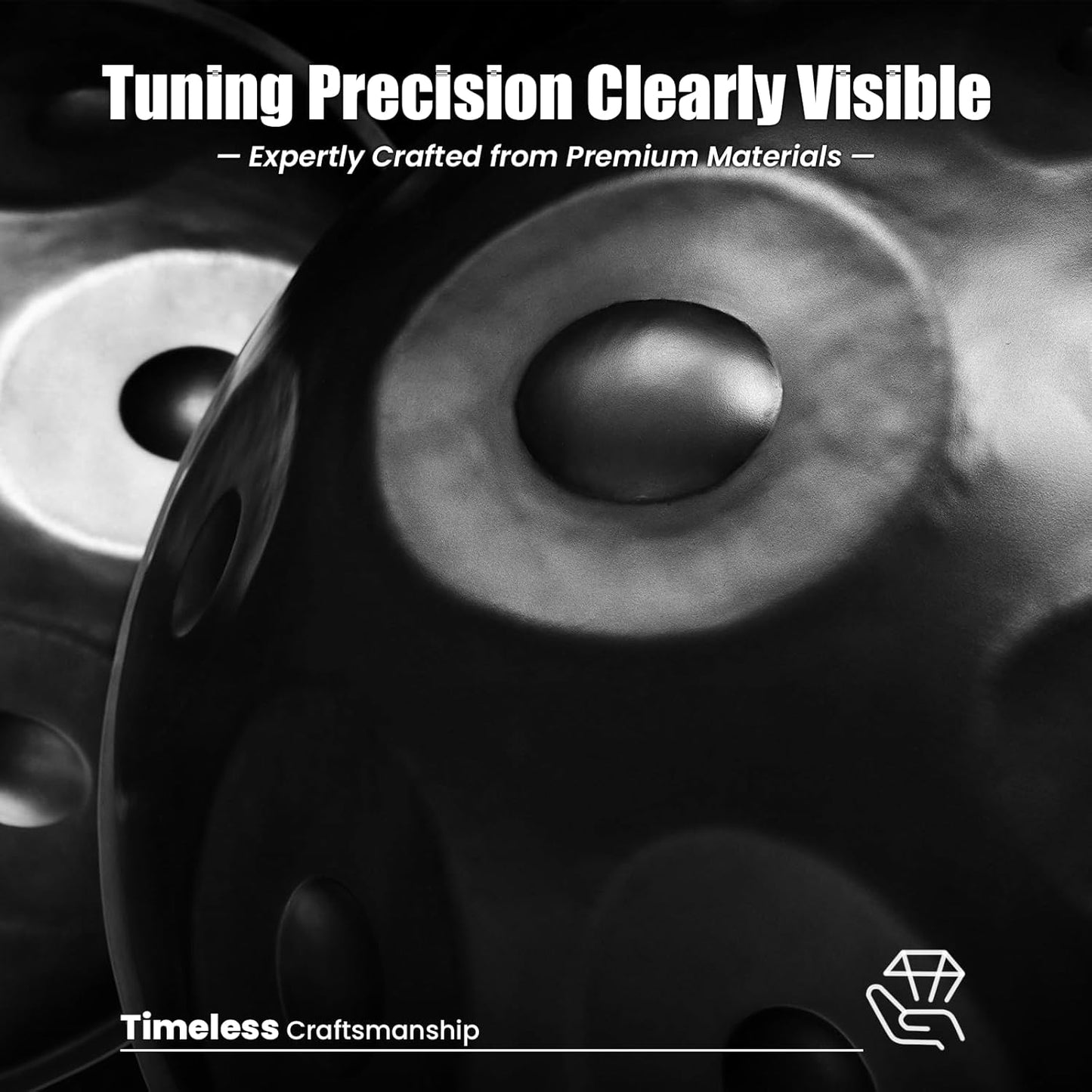 "SINGOFIRE" Handpan Drum, Handpan Drums for Adults, 22-Inch 432Hz D Minor Kurd Handpan, HandPan Instrument (Black-9Notes(432HZ), 22-Inch)