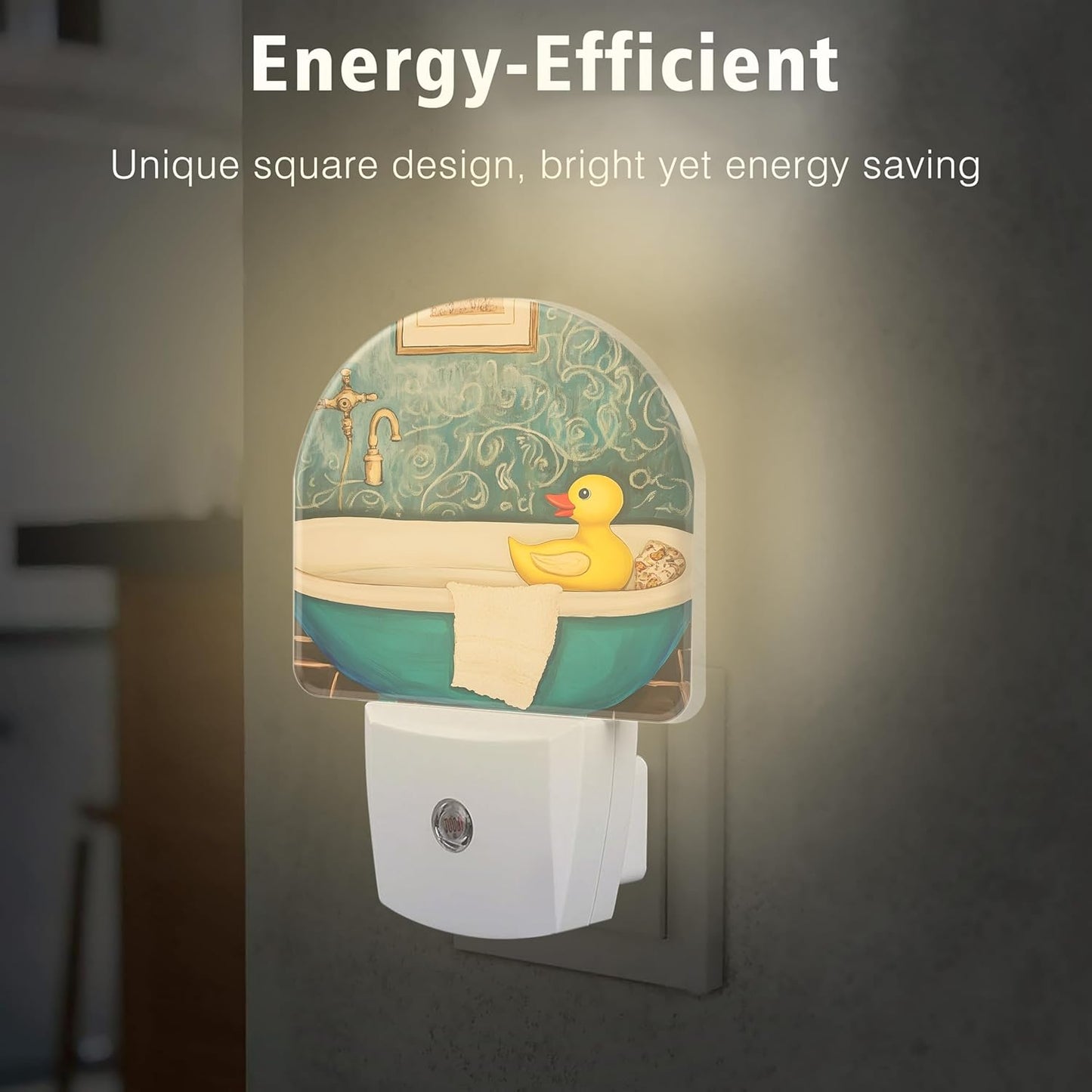 Yellow Duck Night Light Plug into Wall with Dusk to Dawn Light Sensors Rubber Duck Pattern Night Light LED Lamp for Bedroom Hallway Home Wall Decor Nightlight for Girls Boys Men Women