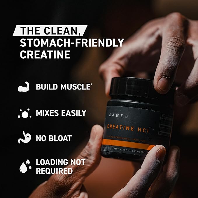 Kaged Creatine HCl Powder, Unflavored, Muscle Building and Recovery Supplement, Patented Formula, Highly Soluble Powder, 75 Servings
