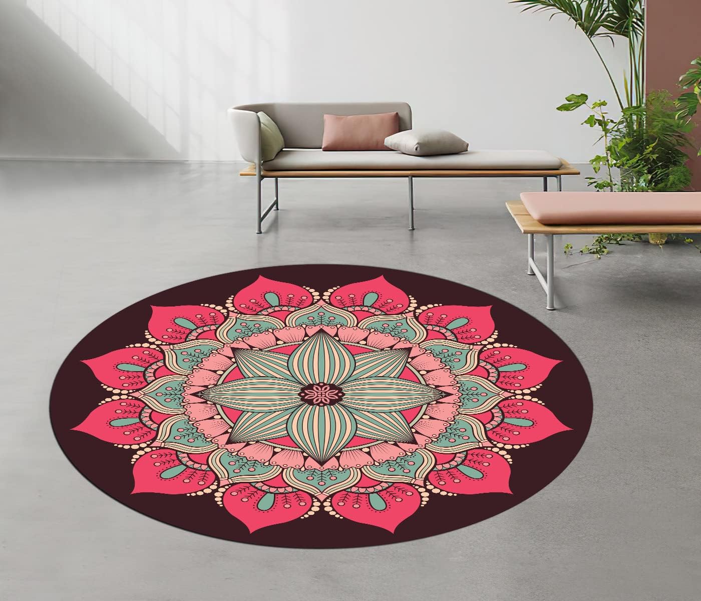 Pilates Mat Round Oversize Yoga Mat Suede Rubber Non-Slip Dia 140cm Exercise Mat Meditation Mat Workout Mat for Home Outdoor