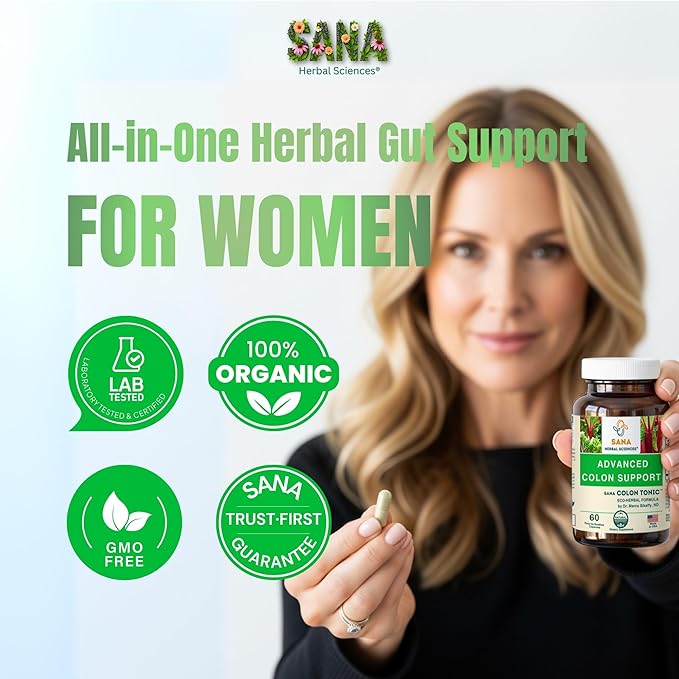 Natural Stool Softener - Safe for Daily Use, Postpartum, Pregnancy | Ultra Gut Daily Colon Cleanse, Constipation Relief for Adult and Senior Women & Men | 60 Herbal Laxative Pills | Sana Herbal