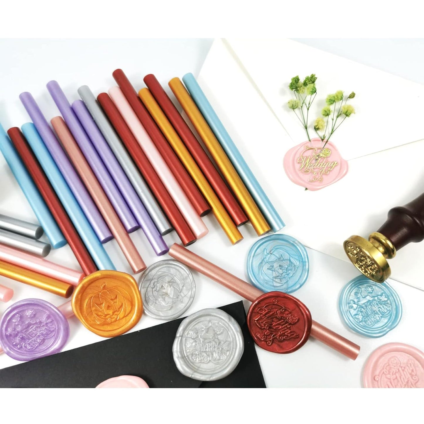 VARACL Hot Melt Glue Sealing Sticks for Letter Seal Stamp - Great for Wedding Invitations, Cards Envelopes, Snail Mails, Postcards, Greeting Cards, Gift Ideas, 7 x 100 mm, 20PCS (Silver)