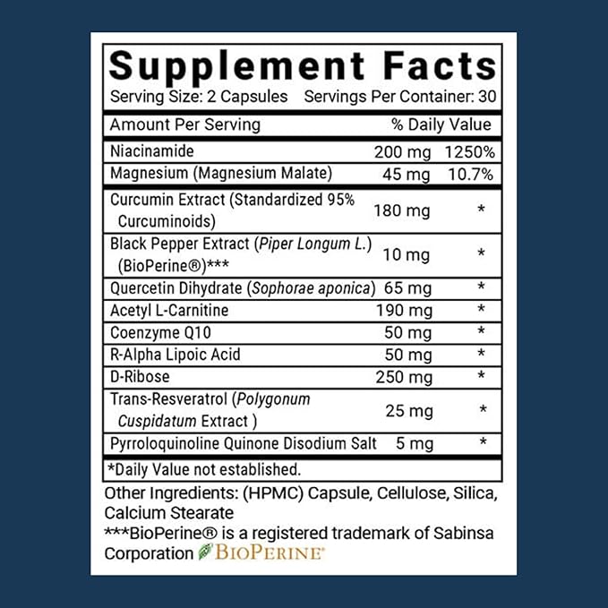 – Advanced Mitochondrial Formula Support Supplement, Healthy Aging, Repair, Energy Optimizer with CoQ10, PQQ, Alpha Lipoic Acid, Gluten Free, Vegan, Non GMO (60 Tablets)