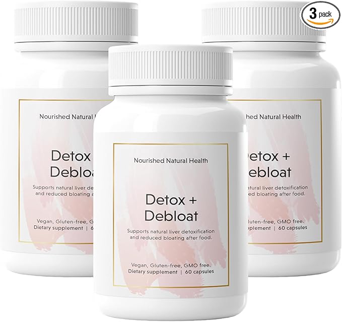 Nourished Natural Detox + Debloat - Milk Thistle & Dandelion Root Vegan Supplement for Women - Bloating Relief & Digestion Support - 180 Capsules