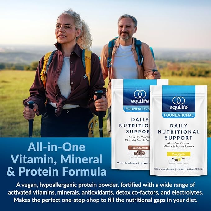 Equilife Daily Nutritional Support, All-in-One Multivitamin Meal Replacement, Pure Vanilla Flavor, 15G Plant Protein, Supports Overall Wellness Including Energy, Digestion, & Skin, 14 Servings