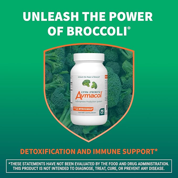 Nutramax Laboratories Avmacol Extra Strength #1 Researched Sulforaphane-Producing Brand for Detoxification, Antioxidant Support, Immune Health, Adults & Children, Moringa, 75 Tablets