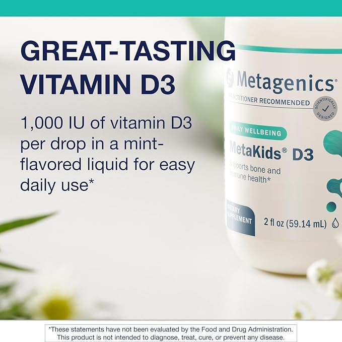 Metagenics MetaKids Vitamin D3 1000 IU Liquid Vitamin D Supplement to Help Support Bone and Immune Health - 2 fl oz, 2,275 Servings