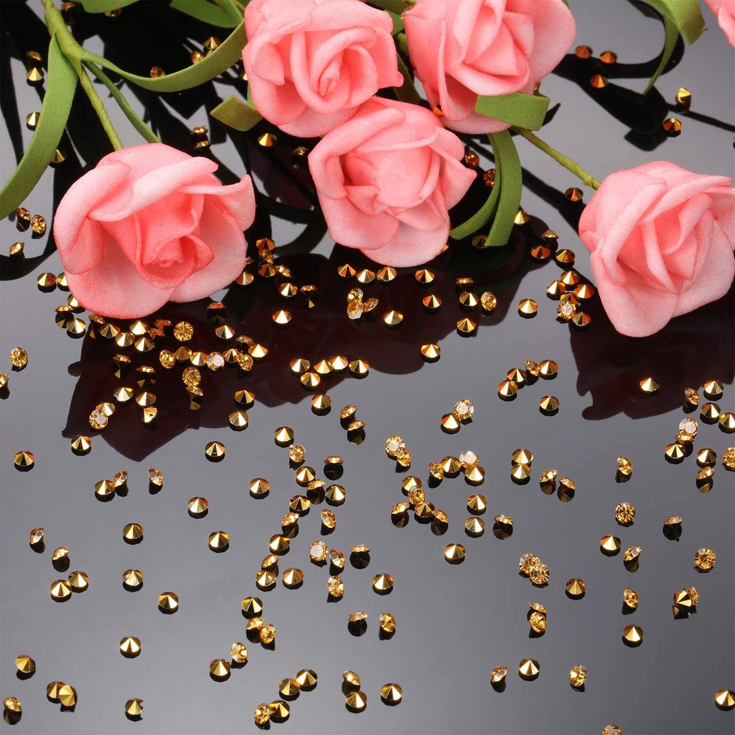 10000 Clear Wedding Table Scatter Confetti Crystals Acrylic Diamonds Rhinestones for Table Centerpiece Decorations Wedding Decorations Bridal Shower Decorations Vase Beads (Gold, 4 MM)