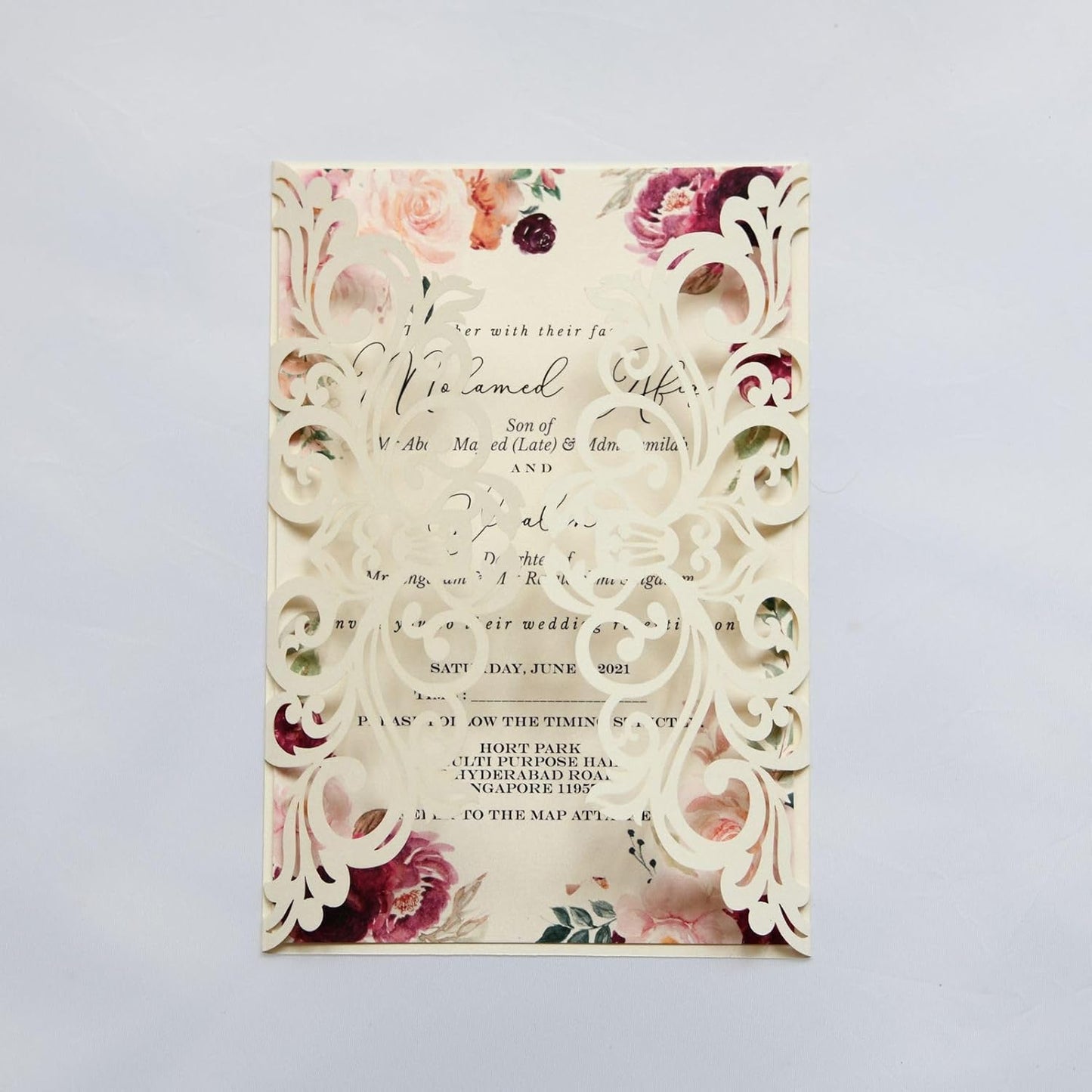 25PCS Pearl Ivory Laser Cut Wedding Invitations Cards with Envelopes,Blank Inner Sheets,Ribbons for Wedding Bridal Shower Quinceañera Engagement Birthday Invites