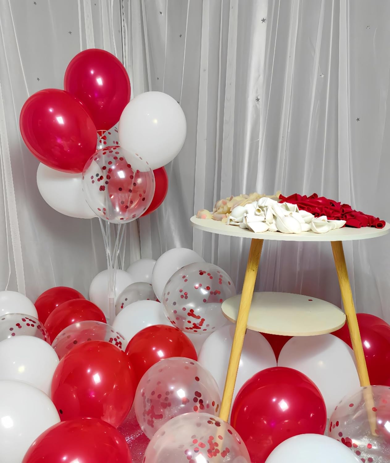 300 Pack Red and White Balloons 12 Inch Red Confetti Balloon for Various Party Events Decorations