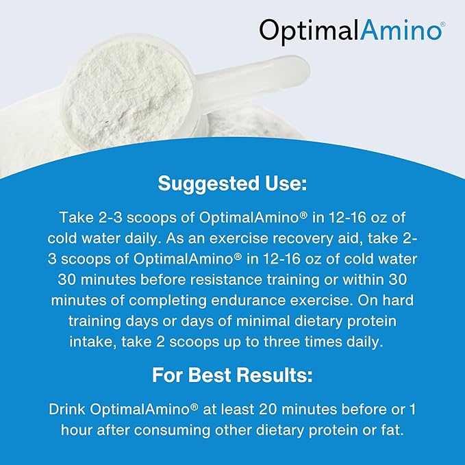 OptimalAmino® Best Pre/Post Workout Recovery Drink, 99% Utilization Essential Amino Acid Supplement, NSF Certified for Sport® Certified