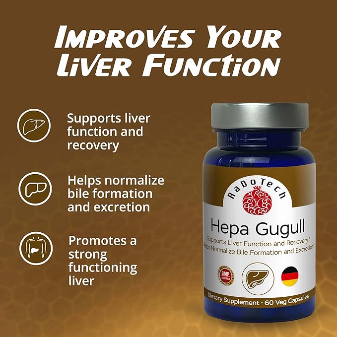Hepa Gugull Liver Supplement for Much-Needed Liver Detox, Natural Liver Support Essential with Guggul Resin, Milk Thistle Powder and More, Promotes Overall Well-Being (60 Count (Pack of 1))