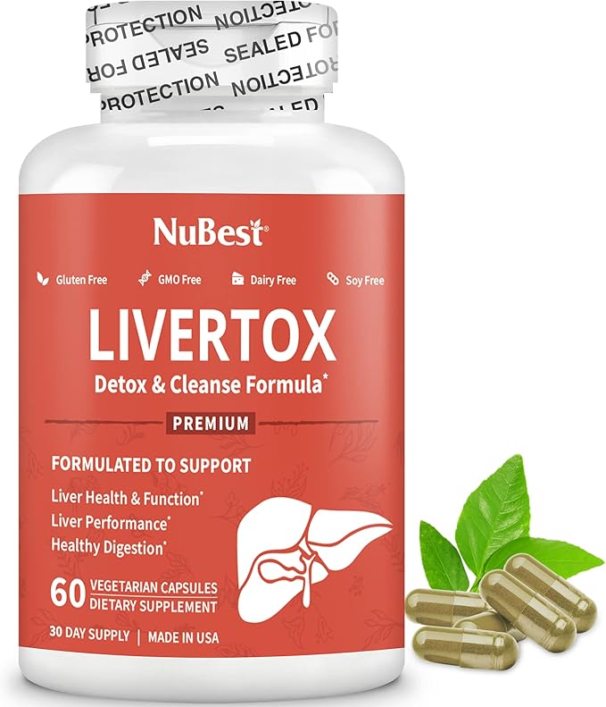 LiverTox - Advanced Liver Detox & Cleanse Formula - Herbal Liver Support with Milk Thistle, Turmeric, Artichoke, Dandelion, Beet & Zinc Helps Liver Function & Digestion | 60 Vegan Capsules