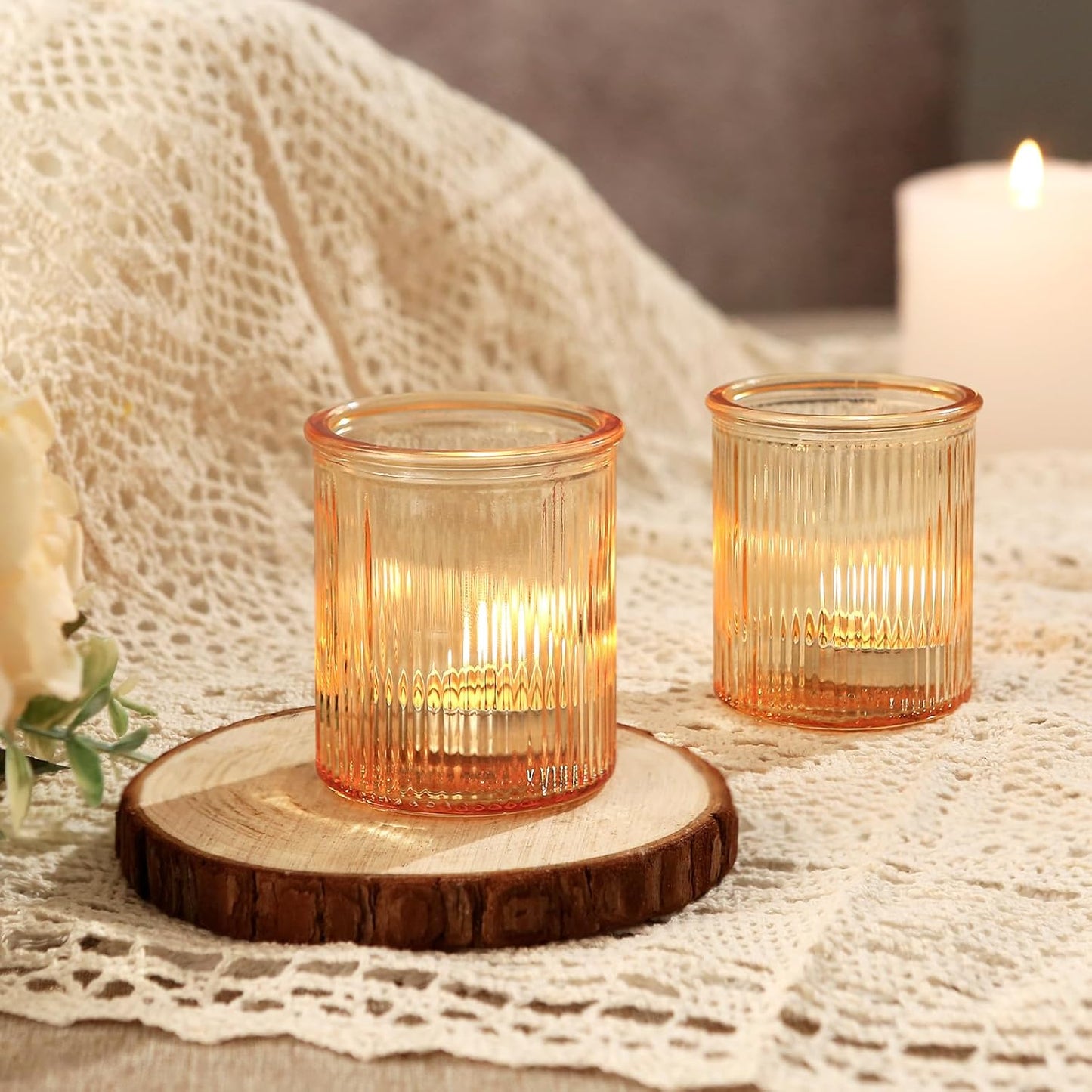 36pcs Gold Votive Candle Holders, Glass Tea Light Candle Holders for Birthday Decor, Candle Votives for Wedding Centerpiece & Home Decor (Gold)