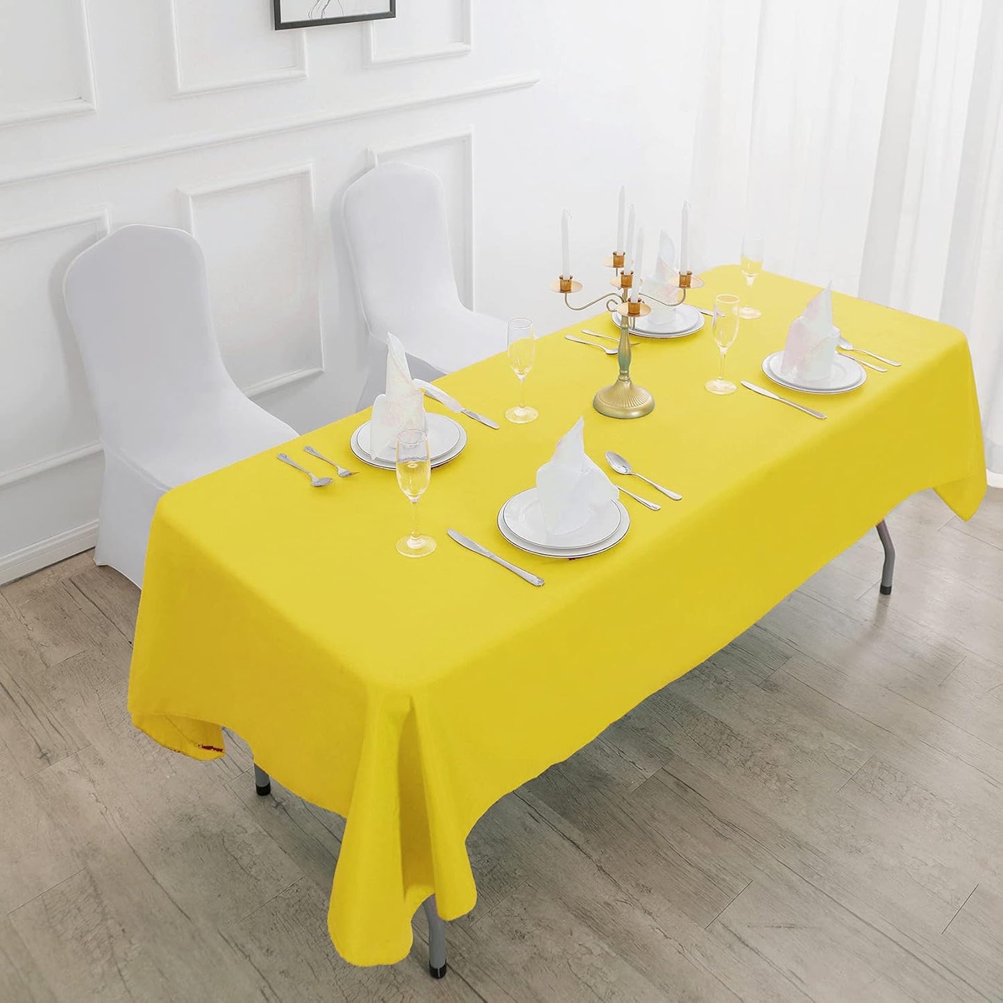 Rectangle Tablecloth 60x102 inch Washable Polyester Fabric Table Cloth for Wedding Party Dining Banquet Decoration(60x102, Yellow)