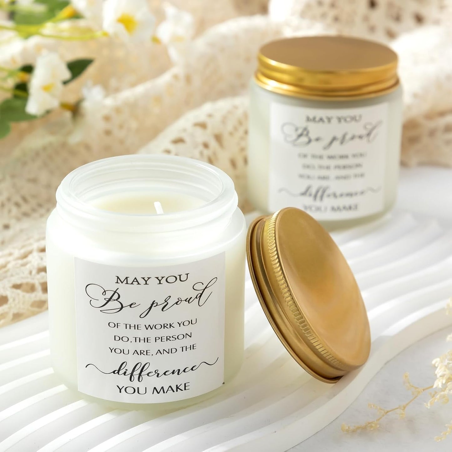 MTLEE 20 Pcs Thank You Gifts Candles 3.5 oz Employee Appreciation Inspirational Scented Soy Wax Candle Thank You Gift Christmas Gifts for Coworker Women Volunteer Teacher(Classic,White)