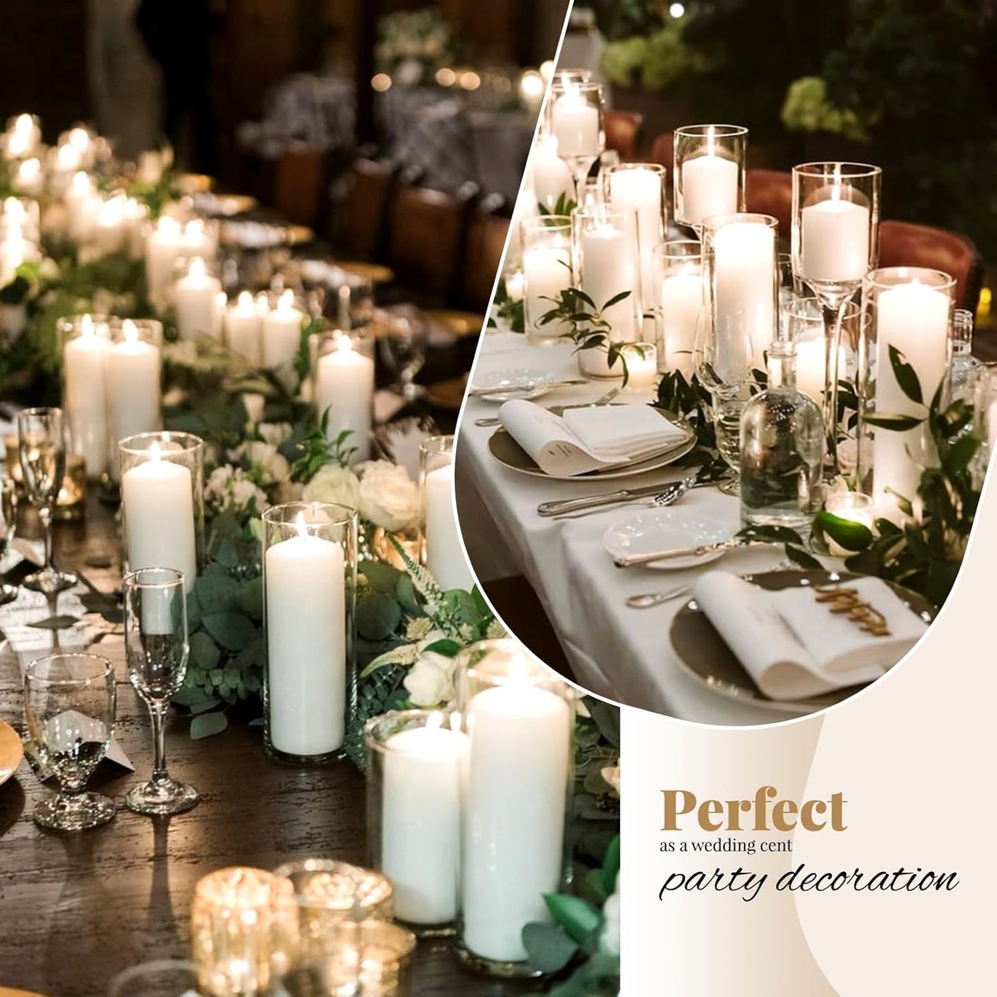 12Pack Glass Cylinder Vases for Centerpieces - 8 Inch Tall Flower Vase for Wedding Decorations, Floating Candle Holder Vase Bulk,Glass Hurricane Candle Holders for Table Shelf, Party, Home Decor