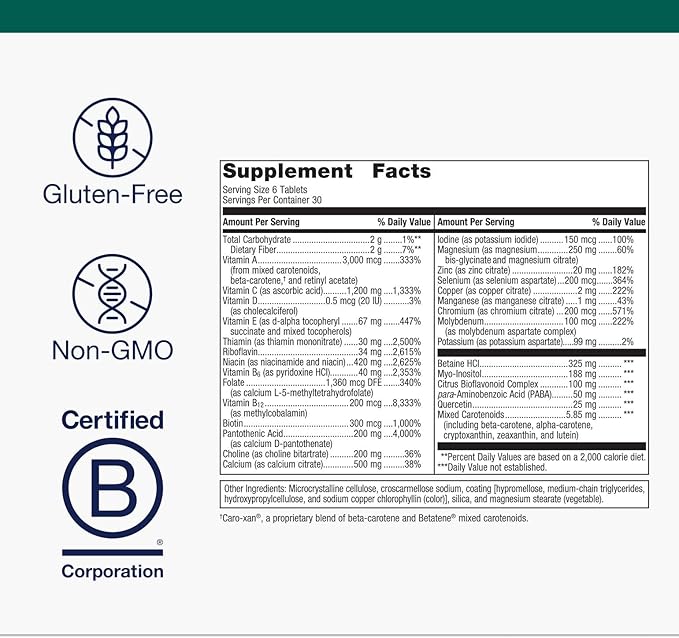 Metagenics Multigenics Multivitamin - Fast Release Multivitamin - Everyday Dietary Supplements - with Quercetin, Beta-Carotene & More - Non-GMO - Gluten-Free - 180 Tablets