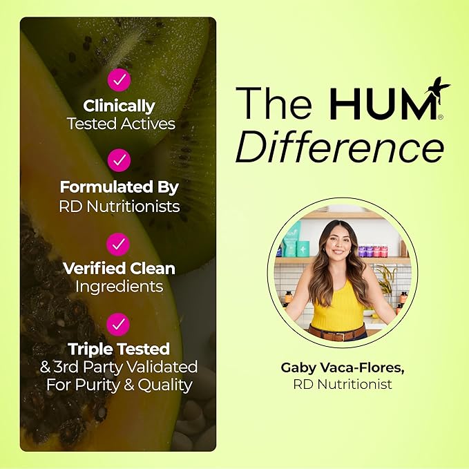 HUM Flatter Me Extra Strength Digestive Enzymes - Fast-Acting Bloat Relief for Digestive Health & Debloating Multi Enzyme, Vegan, 60 Servings