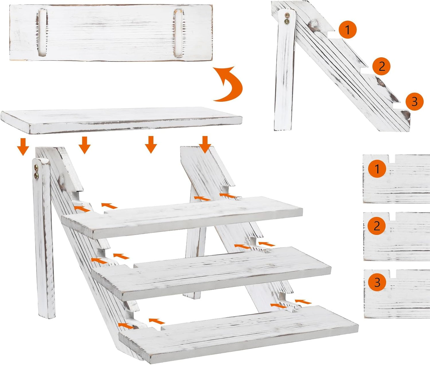 Swallowliving 2pcs Wooden Rustic Cupcake Stand for 24 Cupcakes, Stepped Wood Display Stand for Weddings, Tiered Party Table Display Riser for Food, Dessert, Cookie, Decor, Craft Show, White