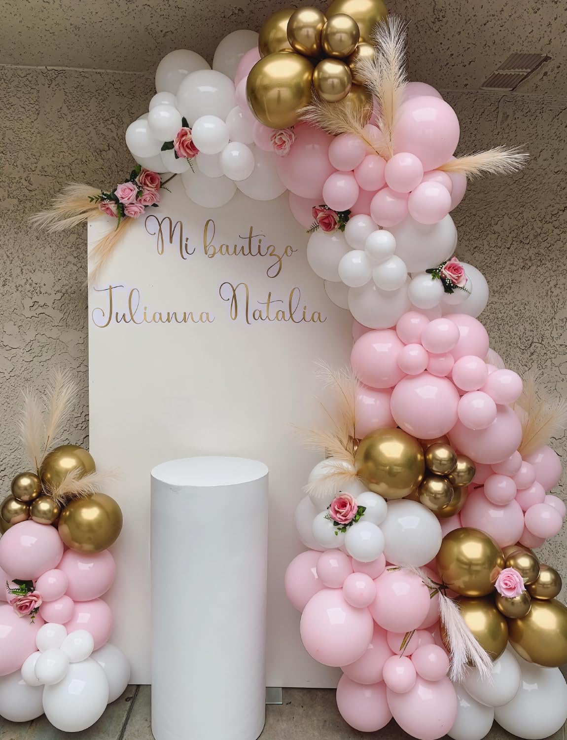 Pink and Gold Balloons Set - 12 Inch Light Pink White Balloons Shiny Metallic Gold Balloon Glitter Confetti Latex Balloon for Girl Women Princess Baby Shower Birthday Wedding Party Decorations