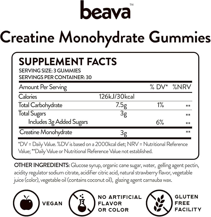 Creatine Monohydrate Gummies - Strawberry Flavored Creatine Monohydrate Gummies for Women & Men - Boosts Focus, Strength, and Muscle Gains - No Bloating, Vegan, Gluten Free- 180 Count - 2 Pack