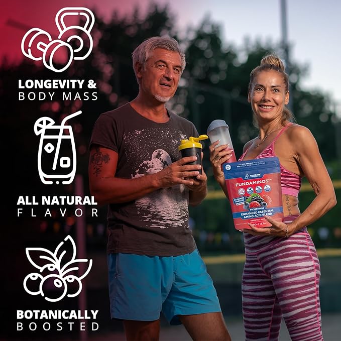 FundAminos Organic EAA + BCAA Powder Blend | Plant-Based Essential Aminos for Everyday Vitality, Healthy Aging & Balanced Nutrition | Gluten Free, Non-GMO, Clean Label – 2 Bags (60 Servings)