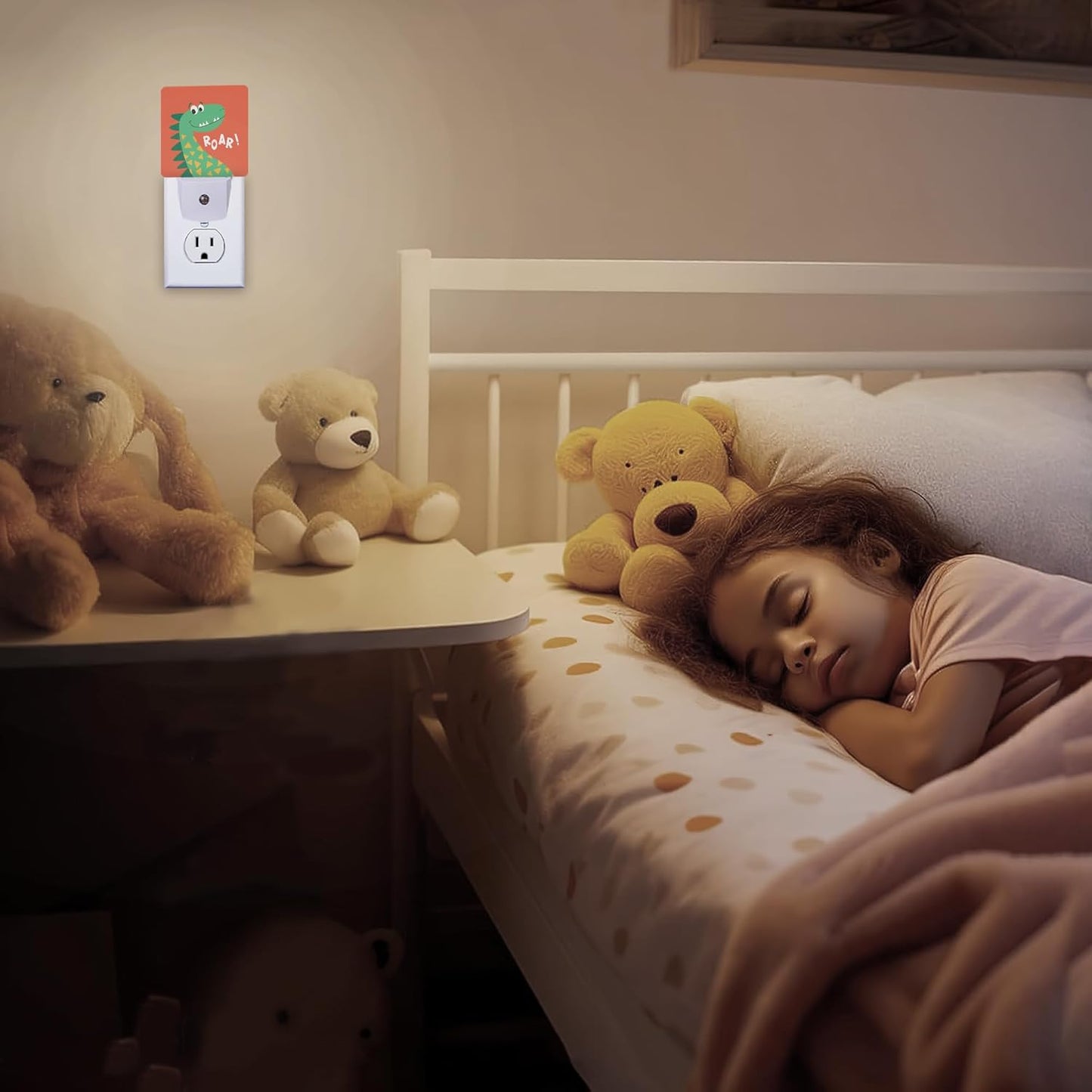 Cartoon Dinosaur Night Light, Night Light Plug into Wall with Dusk to Dawn Sensor, LED Lamp Energy Saving Lights for Men Women Boys Girls,Lamp for Bedroom Bathroom Hallway