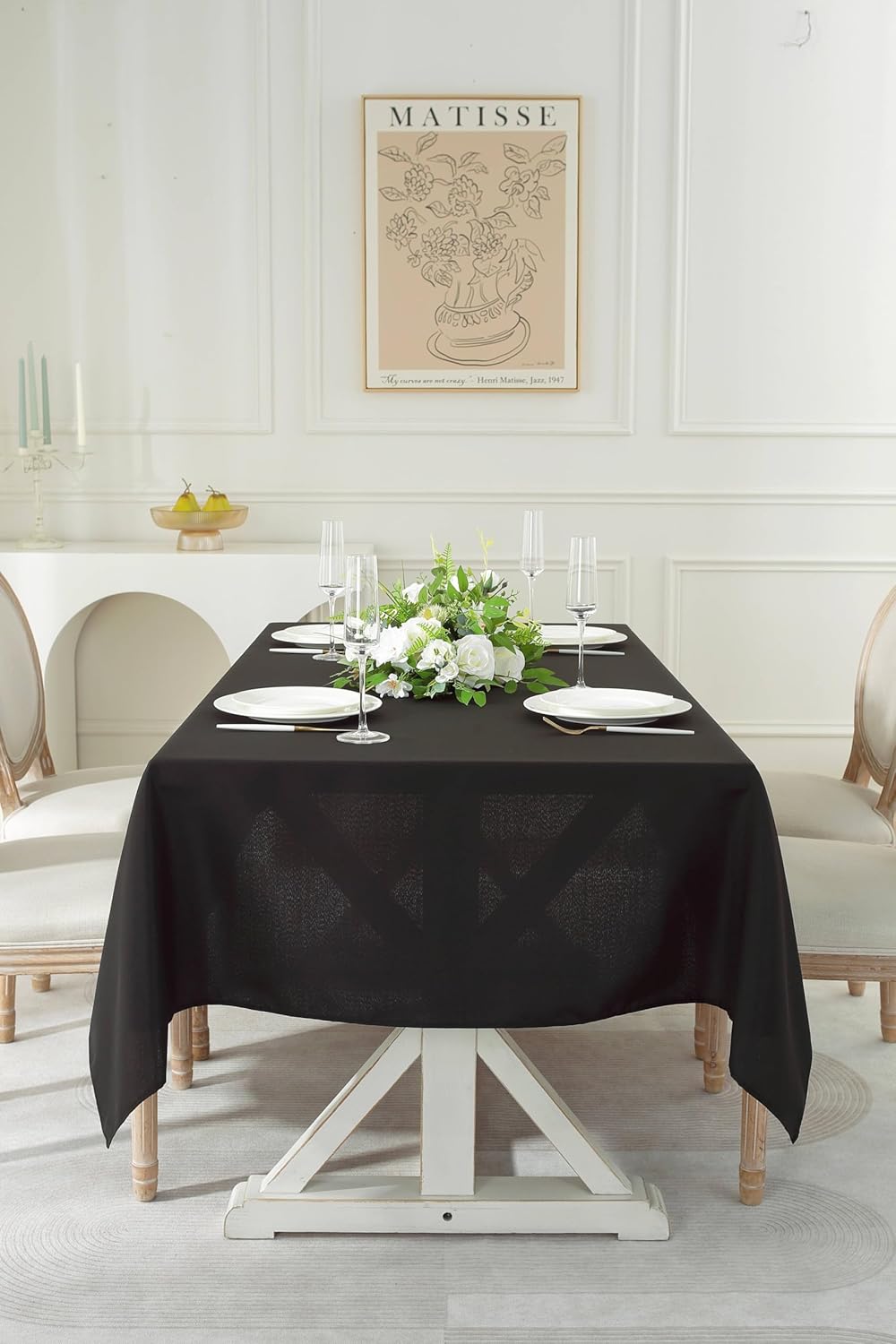 Craft And Party Rectangle Tablecloth, 60 x 102 Inch Black, 6ft Washable Polyester Tablecloth for Home, Party, Wedding or Restaurant