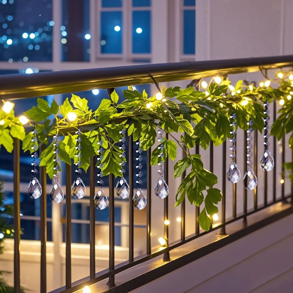 50 Pack Hanging Crystals - Clear Acrylic Prisms Pendant Ornaments for Christmas Tree, Centerpieces, Chandelier, Window & Home Decor, Ideal for Weddings, Parties Decorations (Teardrop)