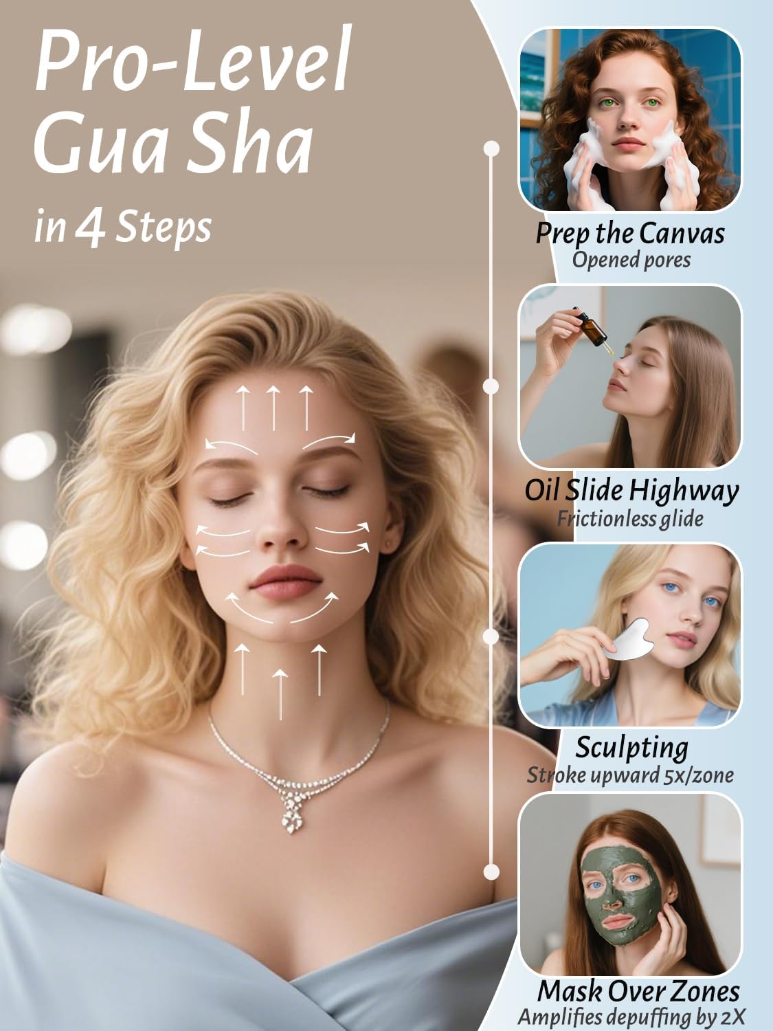 2Pcs Stainless Steel Gua Sha, Gua Sha Facial Tools for Face Sculpting, Metal Gua Sha Skin Care, Massage Gift for Women