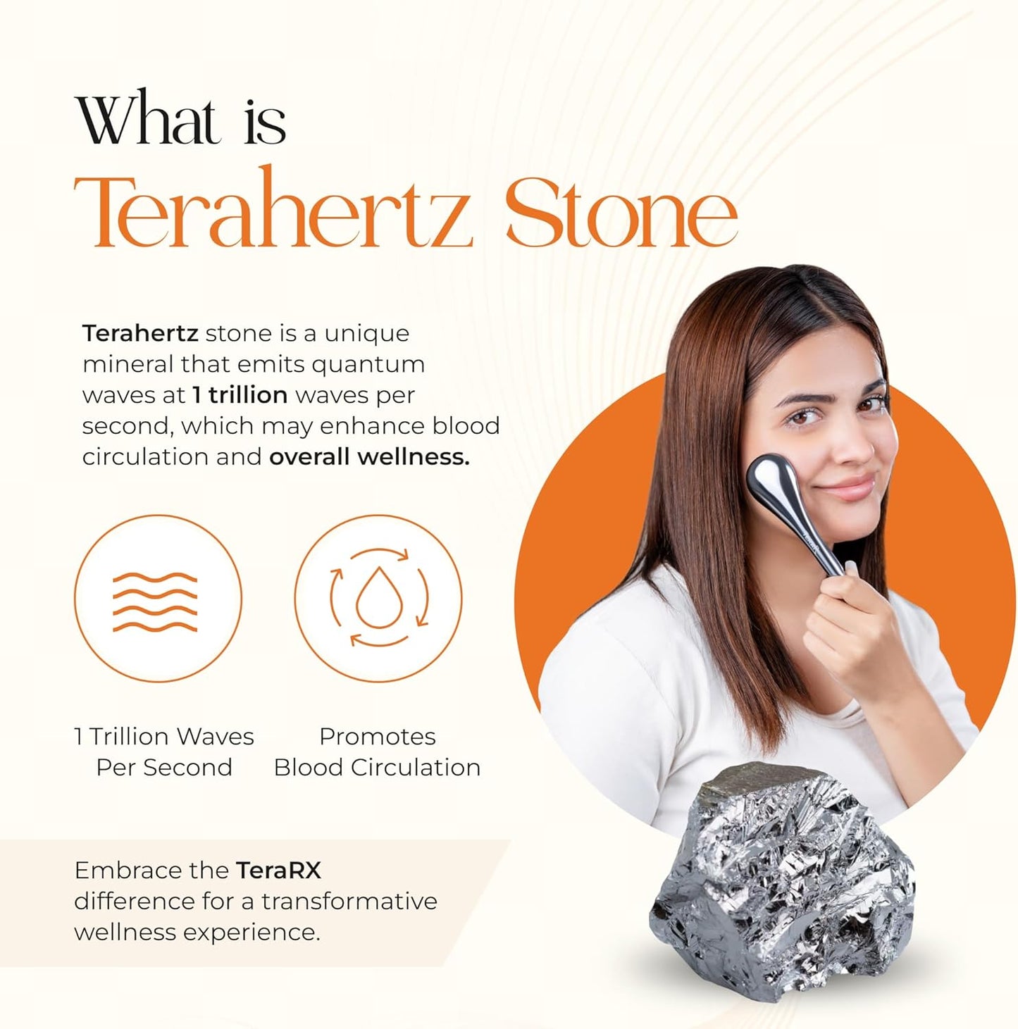 TeraRX® Terahertz Stone Meridian Dial Bar Tool – Authentic Terahertz Gua Sha Facial Tool with Acupressure Tip for Face, Neck, Back & Body – Energy Stone Scraping Tools for Circulation & Relaxation